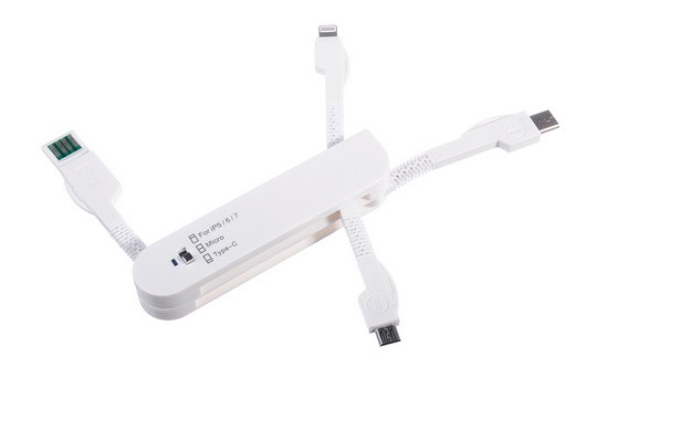 31476      Мульти-зарядное устройство 3 в 1 NEW GALAXY (для IPhont5/Android/type-C) <738-008>