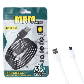 57815 Дата-кабель USB Type-C MRM MX14 3м (White) Silicone 20pcs <B4885>