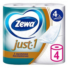 10185   Бумага туалетн."ZEWA" Just1 4 сл.  (уп.4шт) уп <144113>