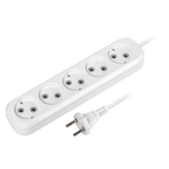 26446   Удлинитель SmartBuy 5гн.  5м б/з 10А 2,2кВт ПВС 2*1,0 белый <SBE-10-5-05-N>