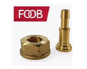 59180   Штуцер ГАЗ ЛЕВАЯ резьба гайка М22  LH, шланг 6/9мм, FOOB F10.12.1 латунь
