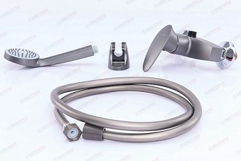 39058 Смеситель ПЛАСТИК. Душ.каб. Ø35 PLAMIX CEZAR-003 SET Graphite (к-кт лейка,шланг) 55181 Арт