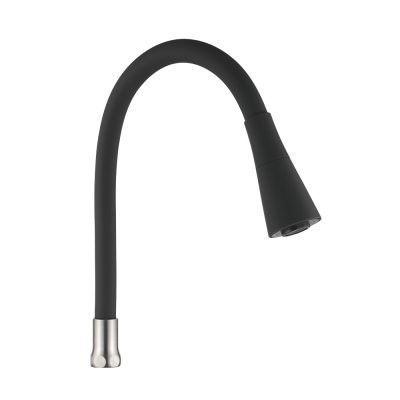 27265   Излив гибкий СИЛИКОН ЧЕРНЫЙ-нерж (Колокол) Ledeme L77507-2 SUS Black 55см 2-х реж.
