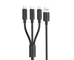 45974      Кабель 3-in-1 Foneng XS07 (USB - MicroUSB+Type-C+Lightning) 1.2M 3A (Black)¶