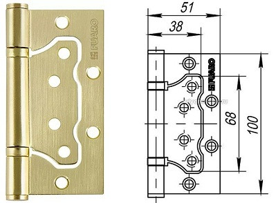 22895      Петля накладная FUARO 500-2BB 100x2,5 SB (мат. золото) 1шт