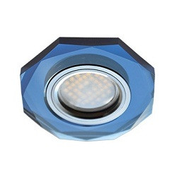 Светильник встр. Ecola MR16 GU5.3 DL1652 Cтекло 8-гр/Голуб/Хр.FL1652EFF 25x90  >>>АКЦИЯ<<<