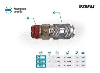 34306      Быстросъемник на резьбу наружную 3/8" Sigma 7021129