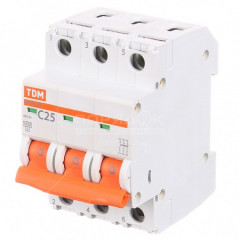 09437      Авт Выключатель TDM Electric BA47-29 3р. 25А  4,5кА "С" (в уп.4)