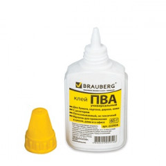 04975      Клей ПВА  65гр. с дозат. BRAUBERG 222924