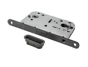 Корпус замка врезн. цил. Магнитный RENZ INLBM 5085 PL Black (черный) 1риг+планка/ 00-00000743