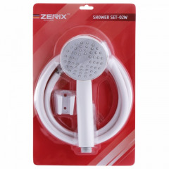18699   Набор для душа Zerix Shower Set-02W Белый пластик (лейка , шланг, кроншт) 28632Арт