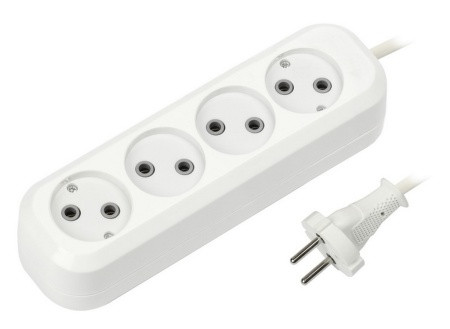 26445   Удлинитель SmartBuy 4гн.  5м б/з 10А 2,2кВт ПВС 2*1,0 белый <SBE-10-4-05-N>