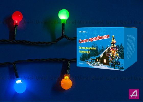 15553      Гирлянда ULD-S0280-020/DGA Color Balls "Разноцв.шарики" 20LED, 2,8м, 8 реж,IP20 Uniel