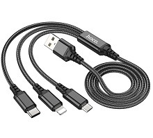 61231      Дата-кабель HOCO Х76 USB(A)штек. - 3в1 Micro/Lightning/Type-C 1.0м <353585>  шт