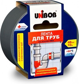 19873      Скотч Армиров. 48мм*10м д/труб Серый ПВХ  UNIBOB <57-46745> шт