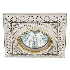 36789      Светильник встр. ERA MR16 GU5.3 KL47 WH/GD Квадр.Вензель Белый/Золот  50w  >>>АКЦИЯ<<<