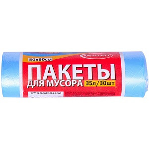 12297      Пакеты д/мусора Крымпласт 35л (30шт) 50х60см Голубые/шт