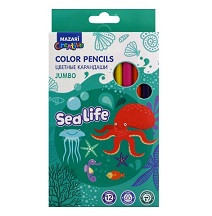 16875   Карандаши цветные 12цв. Mazari Sea Life Jumbo пластик, трехгранные / М-6175-12