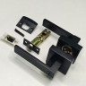 25525 Защелка дв. с ручками VETTORE A8581 BK MBP (Черный матовый) поворотник-заглушка <20574>