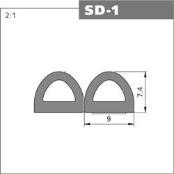 08790 Уплотнитель D 9 х 7.5мм двойной (B) Белый (2*50m)м