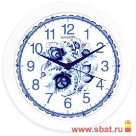 28074   Часы настен. Energy EC-102 Гжель 27,5*3,8см., (кругл.) плавный ход <374295>