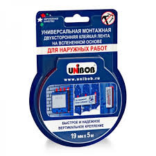 21161      Скотч 2-х стор. 19мм* 5м  д/нар. раб./вспенен. UNIBOB <57-47036>