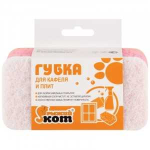 33433      Губка для кафеля, плит Рыж. Кот, 140х70х40мм, розов, <2626/579421>