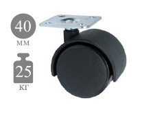 01542      Колесная опора  40 поворотн. черн.пластик, площадка (20кг) <0495/6005040>