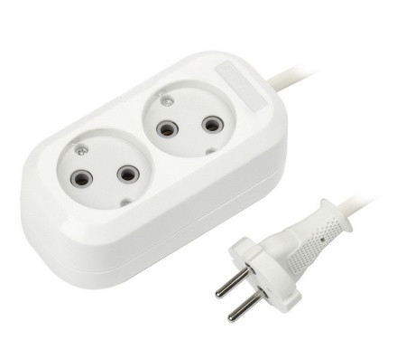 09847   Удлинитель SmartBuy 2гн.  2м б/з 10А 2,2кВт ПВС 2*1,0 белый <SBE-10-2-02-N>