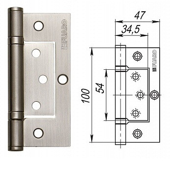 03131      Петля накладная FUARO 300-2BB 100x2,5 PN никель, <29957> =1шт