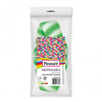 16677 Мочалка с ручками вязан.синтет, полосатая, длин. Pleasure color 45*12см / 59-5674