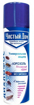 49147   Дихлофос Чистый Дом 150мл (трубочка) Аэрозоль от летающ. полз. насек. без запаха 02-923