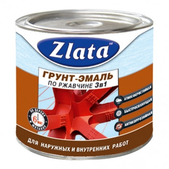 Грунт-эмаль 3в1 ZLATA Желтая 0,9кг <04444535>