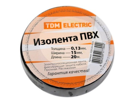 15398   Изолента 0,10мм*19мм*25м ЧЕРНАЯ ПВХ TDM  00-00001067