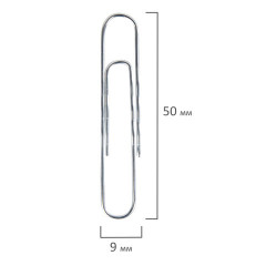 10344   Скрепки металл. 50мм гофрированные (50шт) BRAUBERG, уп 270446