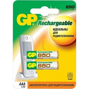 18468      Батарея аккумул. R03 GP Ni-Mh  650mAh 65AAAHC  BL2, 1шт