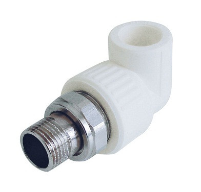 48748   Колено ПП с Американкой 90*х 20мм х1/2" Н.Р. KALDE Серое / 005054 Осм