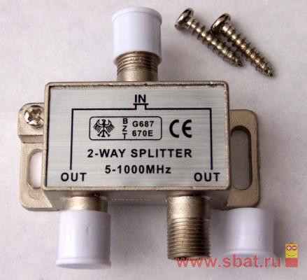 09496 Делитель TV х 2 кабеля под F-разъем Rexant splitter 05-6021 (5-1000MHz Без штекера) <14017>