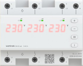 27245 Реле напряжения Welrok D6- 63 RED / на Din-рейку