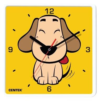39110   Часы настен. Centek СТ-7103 Dog 25*25см, (квадрат) плавный ход <430123>